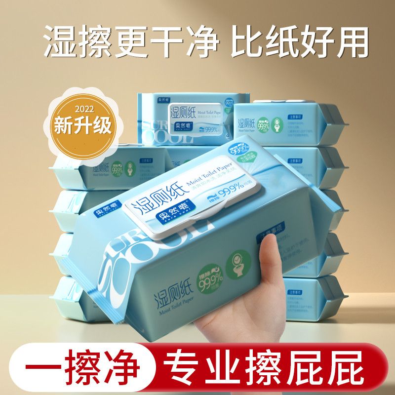 湿厕纸可直接冲马桶大包装擦屁股湿纸巾便携抑菌洁厕纸湿厕巾...